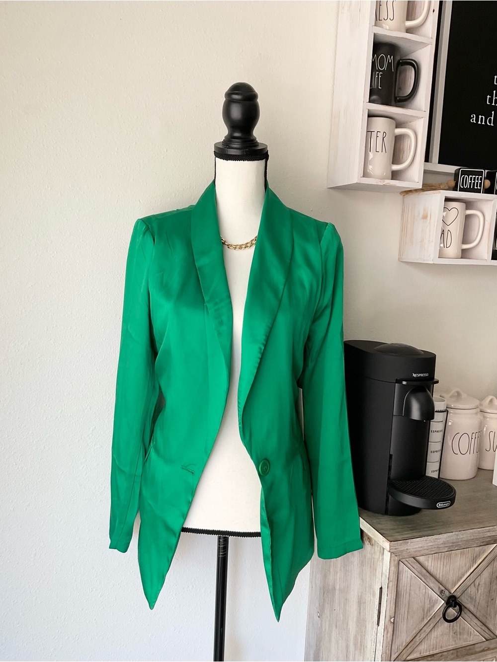 Emerald Green Open-Front Blazer